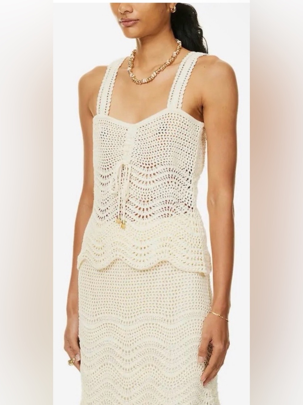 Rachel Zoe Cream Crochet Tank Swim Coverup